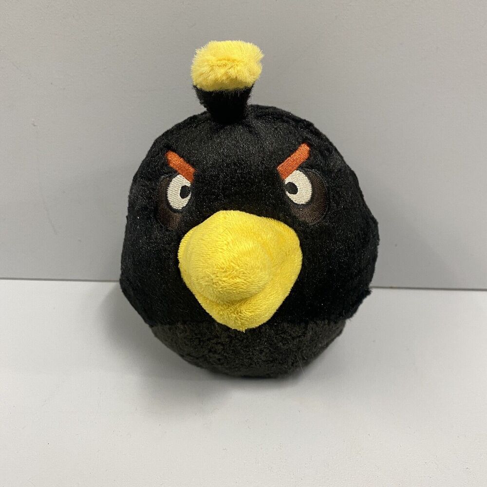 Commonwealth 2010 Angry Birds Black Bomb Bird 8" Plush NO Sound FREE Ship - Picture 2 of 8